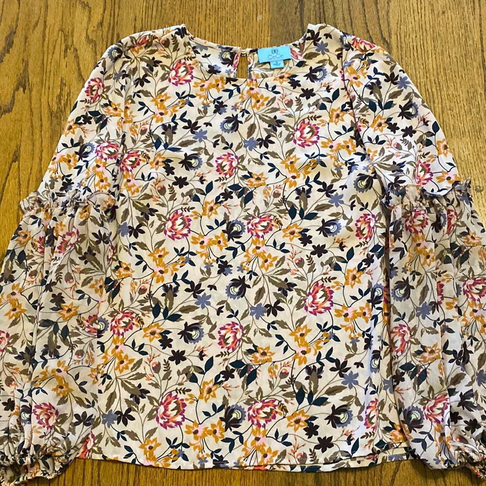 Small pink floral long sleeve blouse